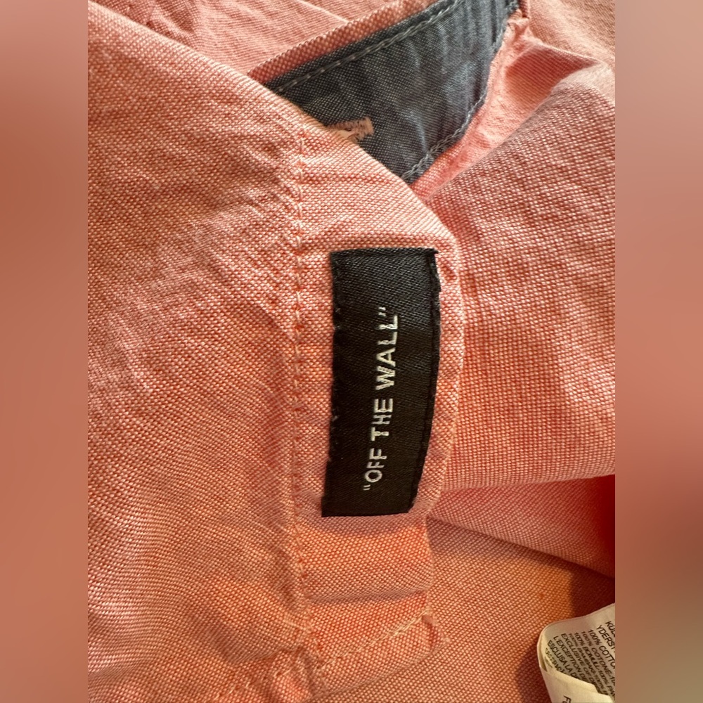 Vans Off The Wall Button Down Shirt - Large Classic Fit Pink/Salmon 100% Cotton - Picture 7 of 7